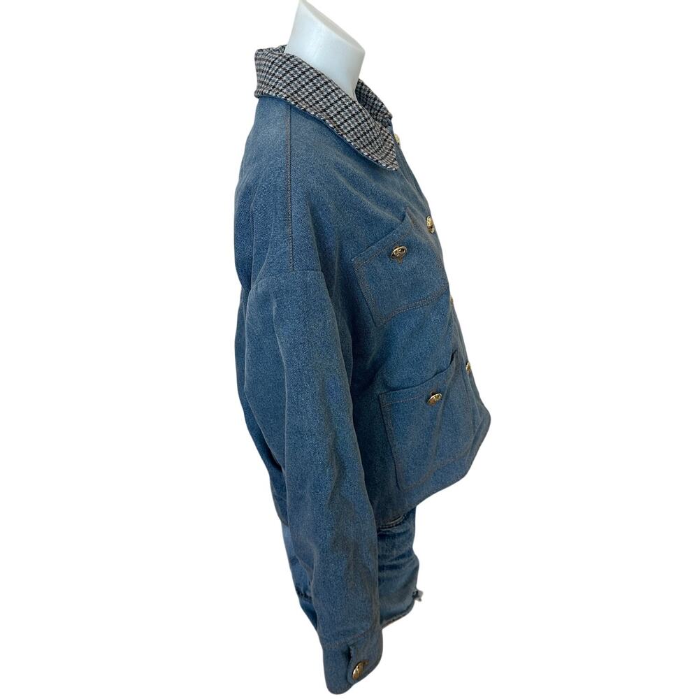 Sandro Denim Jacket SIZE 8 Oversized Barn Chore Coat Jean Tweed Designer $725 - Picture 10 of 12